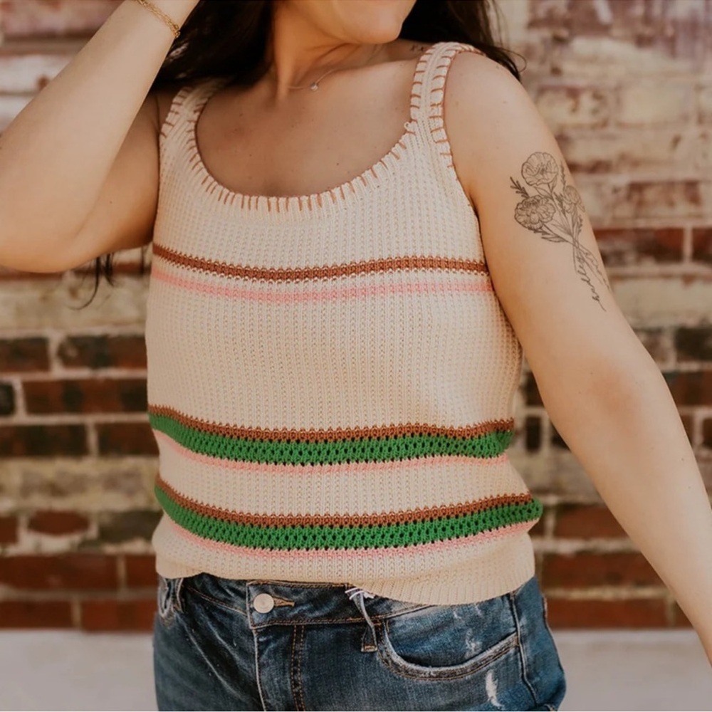 NWT Wishlist Crochet Stripe Tank size M